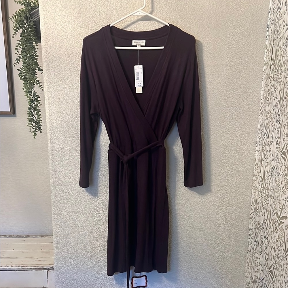 Elegant Plum Wrap Dress
